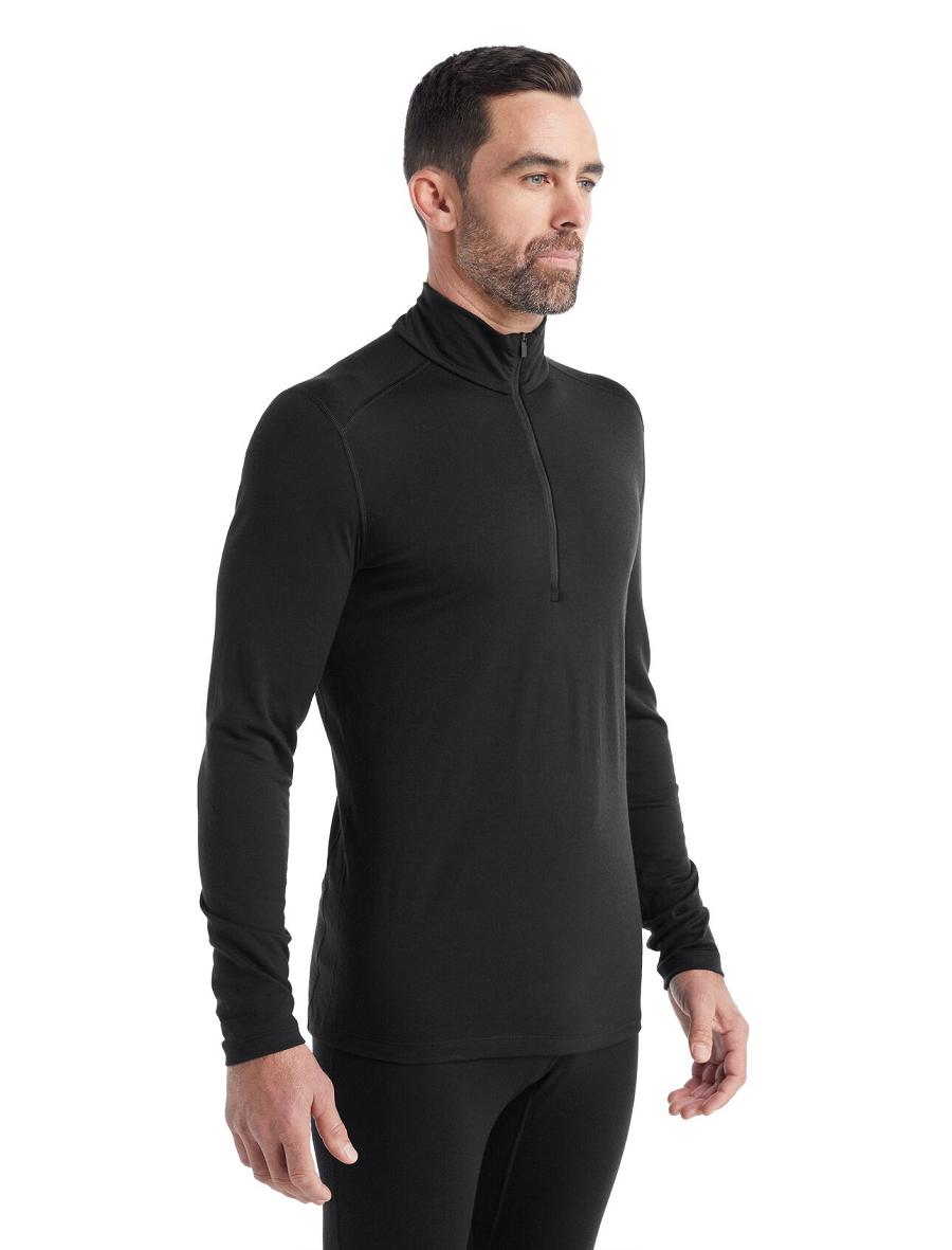 Black Icebreaker Merino 200 Oasis Long Sleeve Half Zip Thermal Top Men\'s Base Layers | AU 1361UZGT